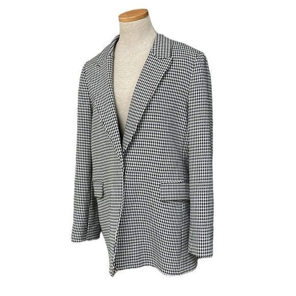 Gianni Bini Jacket Women's 10 Black White Houndstooth Collared Blazer Career - Picture 3 of 17